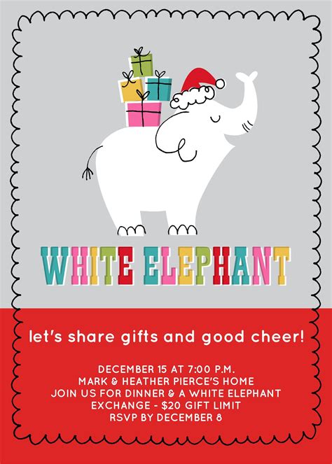 Free Printable White Elephant Invitation Template Free